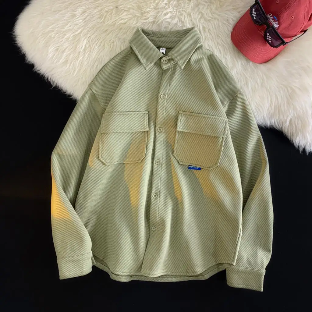 

Spring Autumn Long Sleeve Shirts Men Casual Solid Loose Shirt Male Turn Down Collat Shirts for Man