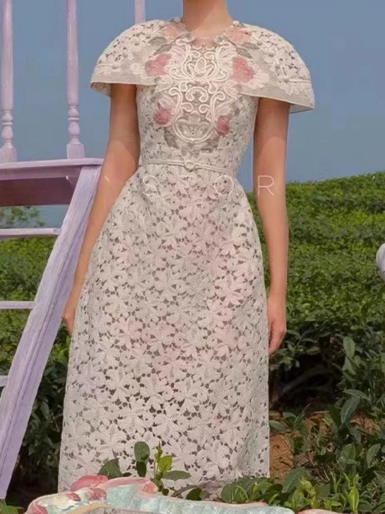 Женское кружевное платье-трапеция винтажное привлекательное Сетчатое платье с