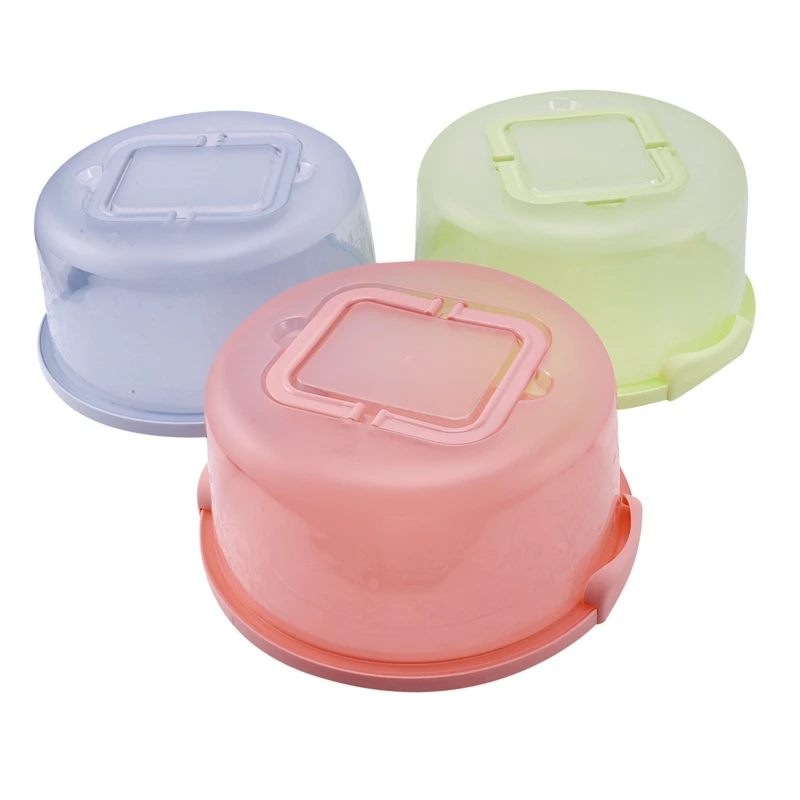 

3 x Plastic Round Cake Box Carrier Handle Pastry Storage Boxes Dessert Container Cover Case Birthday Wedding Party Kitchen