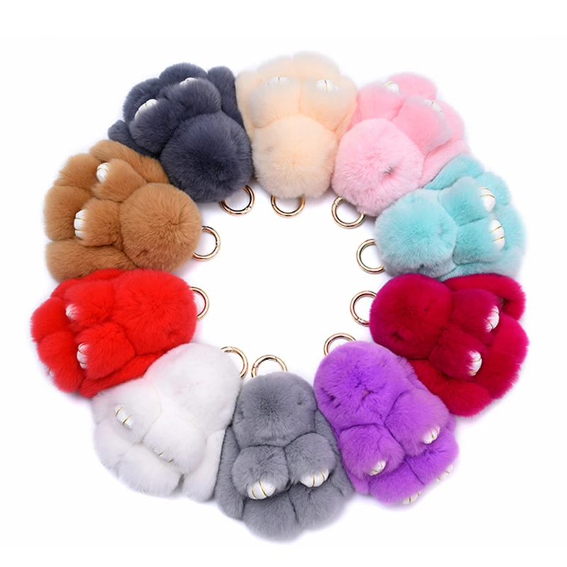 Мини-кролик искусственный помпон брелки для женских сумок декоративная подвеска