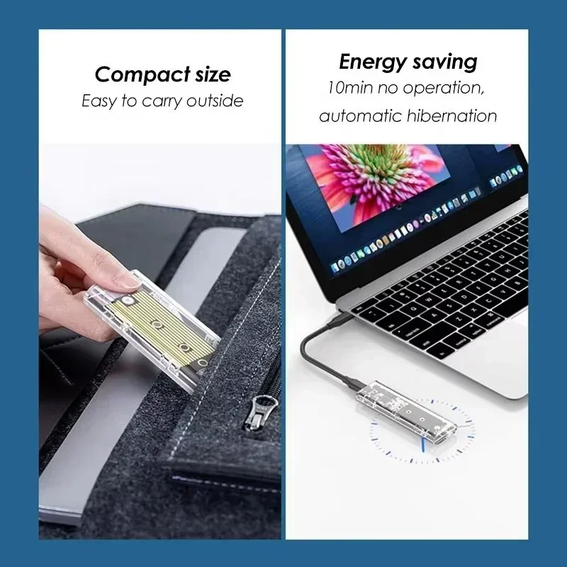Протокол M.2 NVME PCIe NGFF SATA SSD Case Clear USB Type C 510 Гбитс PCI-E M2 SSD Прозрачный внешний корпус Коробка для жесткого диска (art.: 3920d4445e413) - 3920d4445e413