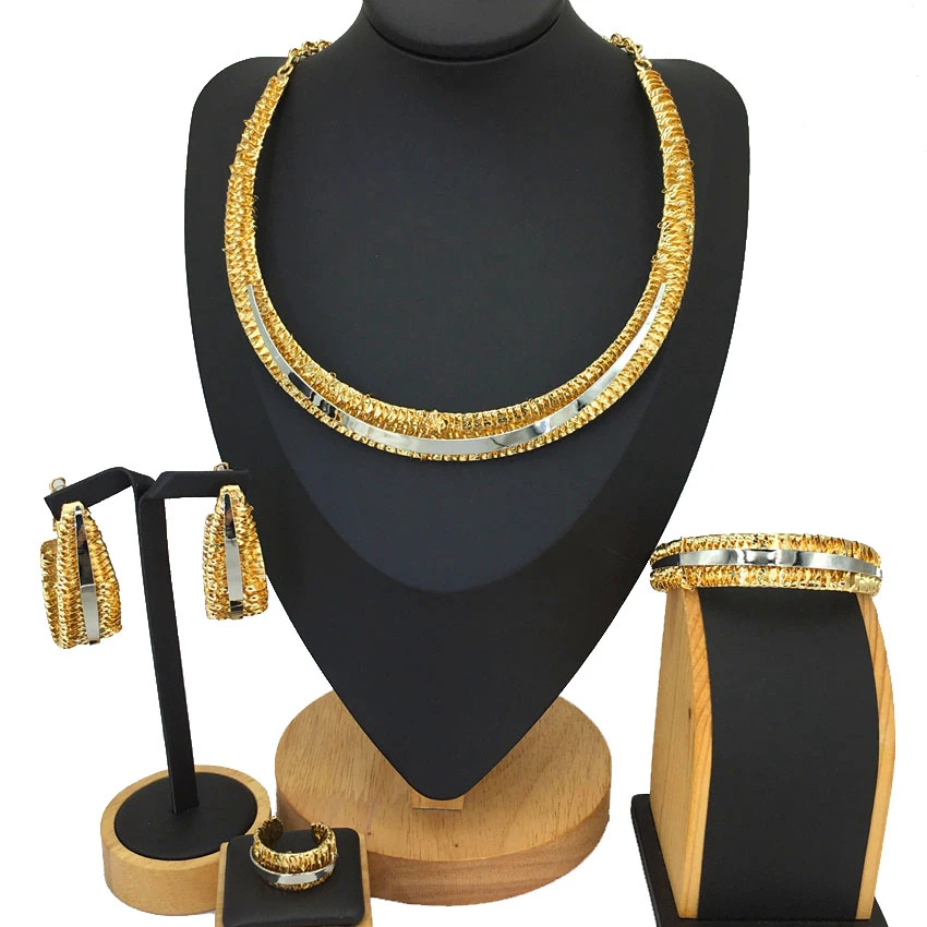 

High Quality Necklace Bracelet Ring Earring Jewelry Set Brazilian gold jewelry Dubai Jewelry Set FHK13125