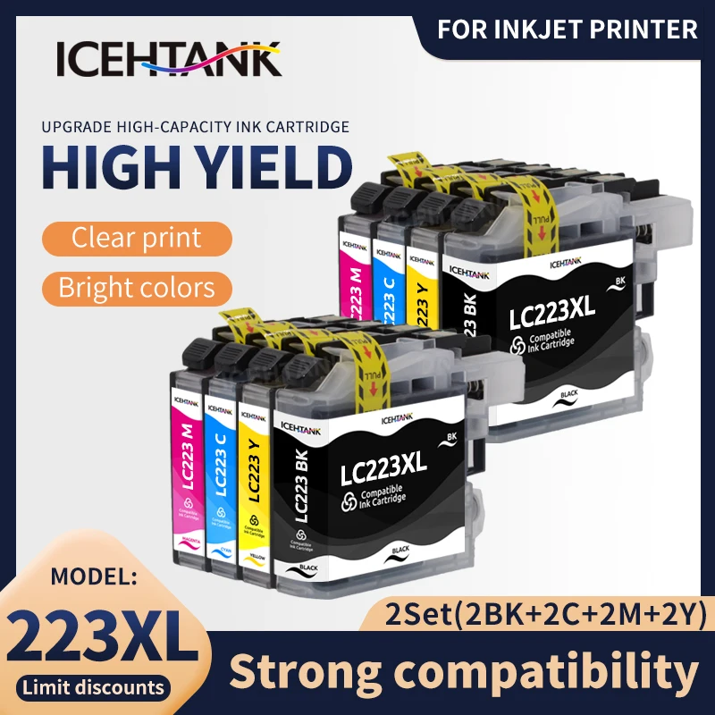 

Icehtank 223 Cartridge Replacement for Brother LC223 LC 223 LC223Bk Ink Cartridge for DCP-J4120DW MFC-J4420DW J4620DW J4625DW