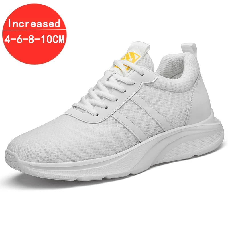 

Кроссовки мужские легкие сетчатые, повседневная спортивная обувь, увеличивающая рост, 10 см, дышащие, белые