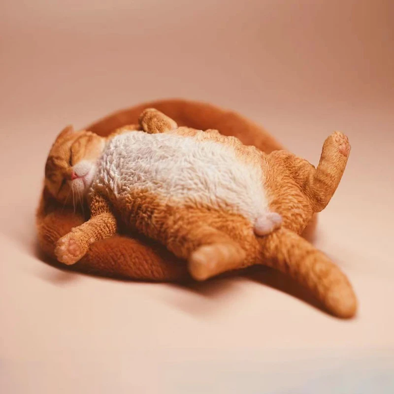 

JXK 1/6 Sleeping Cat Model 3D Figure Realistic Animal Toy For Adults Kids Gift Birthday Cute Mini Size Resin Kawaii Cats Models