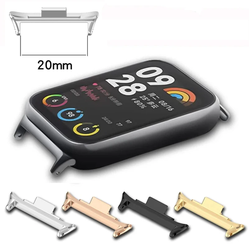 Комплект из 2 адаптеров для ремешков Redmi Watch 4, 5, 6 и Xiaomi Mi Band 10 Pro9, 8 Pro, из нержавеющей стали, 20 мм, 22 мм (art.: 3920db22f2484) - 3920db22f2484