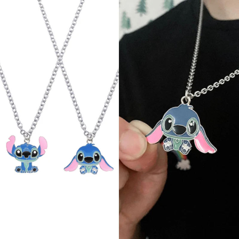 

Disney Stitch Necklace for Kids Women Pendant Cartoon Toy Stainless Steel Jewerly Kawaii Figures Anime Stitch Necklace Toys Gift