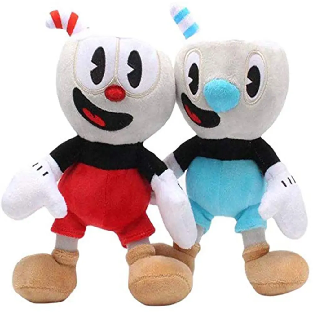 

25cm Anime Game Cuphead Plush Kawaii Mugman Soft Peluche Stuffed Doll Toys Cartoon Character For Kid Birthday Gifts