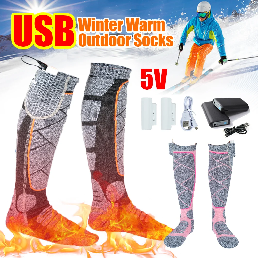 

Winter Warm Outdoor Socks Thermal Heating USB Charging Adjustable Elastic Comfortable Water Resistant Cotton For Hiking