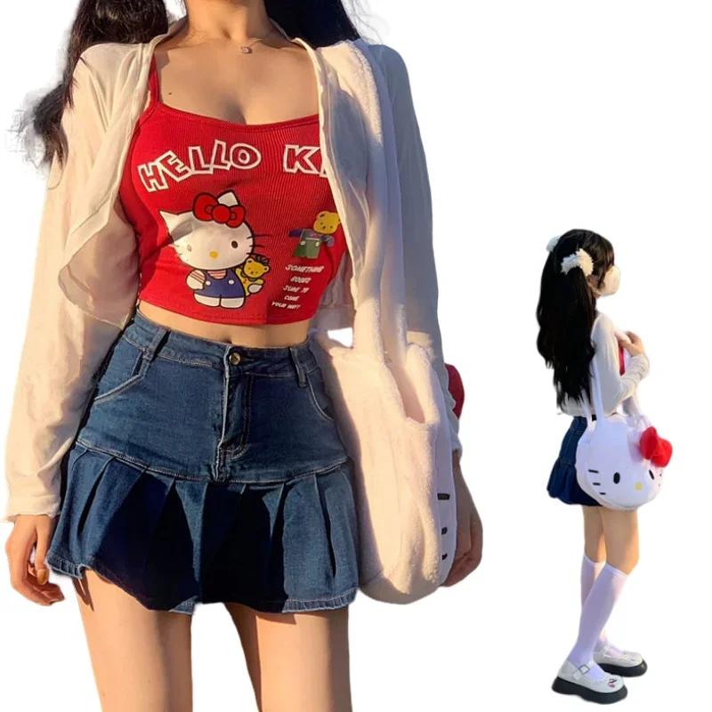 Топ Miniso Hellokitty жилет на бретельках аниме нижнее белье одежда красный цвет Милая