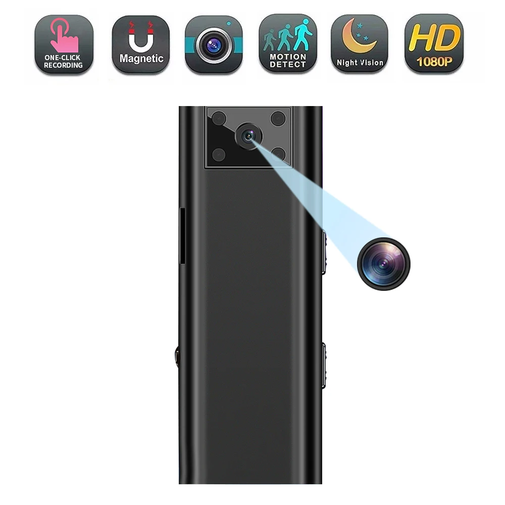 

Мини-камера HD 1080P, портативная Спортивная Цифровая видеокамера DV, камера для тела, видеоняня с ночным видением, маленькая Магнитная видеокам...