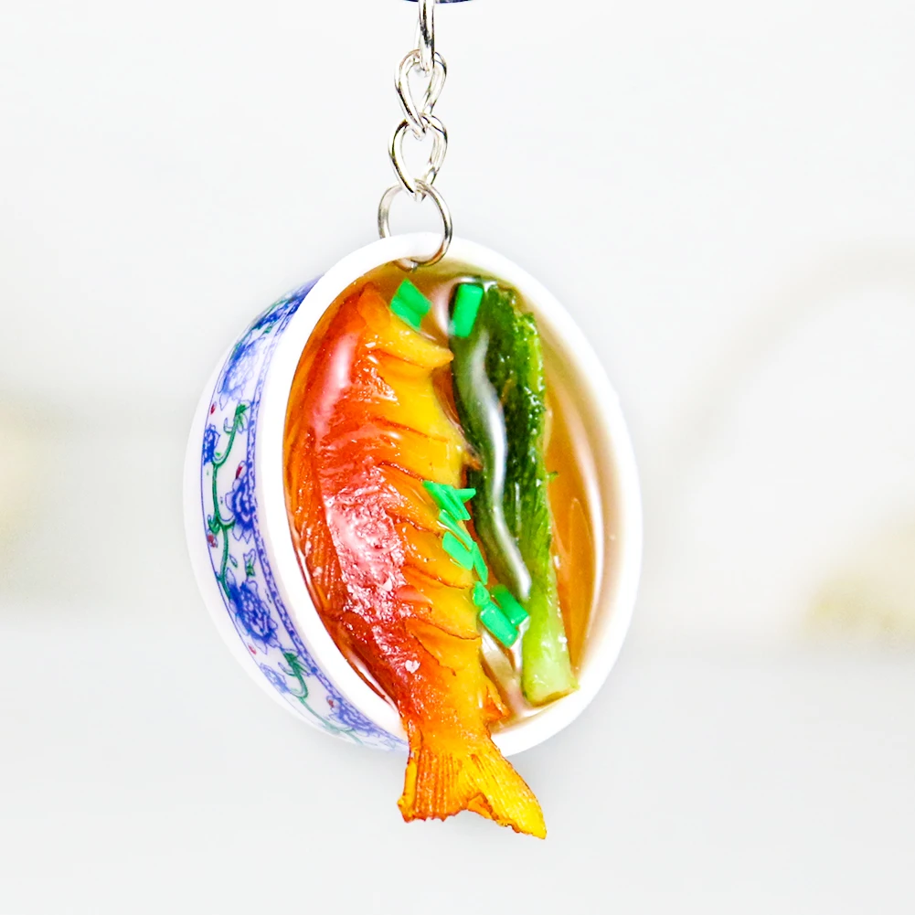 Simulation Noodles Food Fish Noodle Key Chain Promotional Children Play Toys Kitchen Props Bag Ring Party Gift Keychain | Украшения и