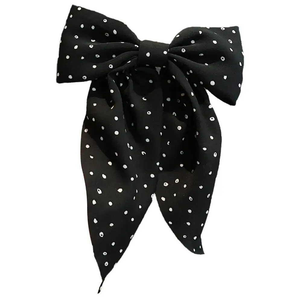 Новинка стильная волнистая заколка в горошек с большим бантом простая Корейская
