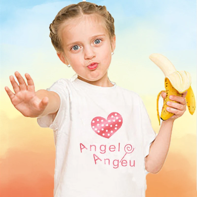 

Mother Kids T-shirts Young Children Small Child Girl Boys Clothes One-pieces Short Sleeves Summer Fashion Cozy Soft Angel Angeu