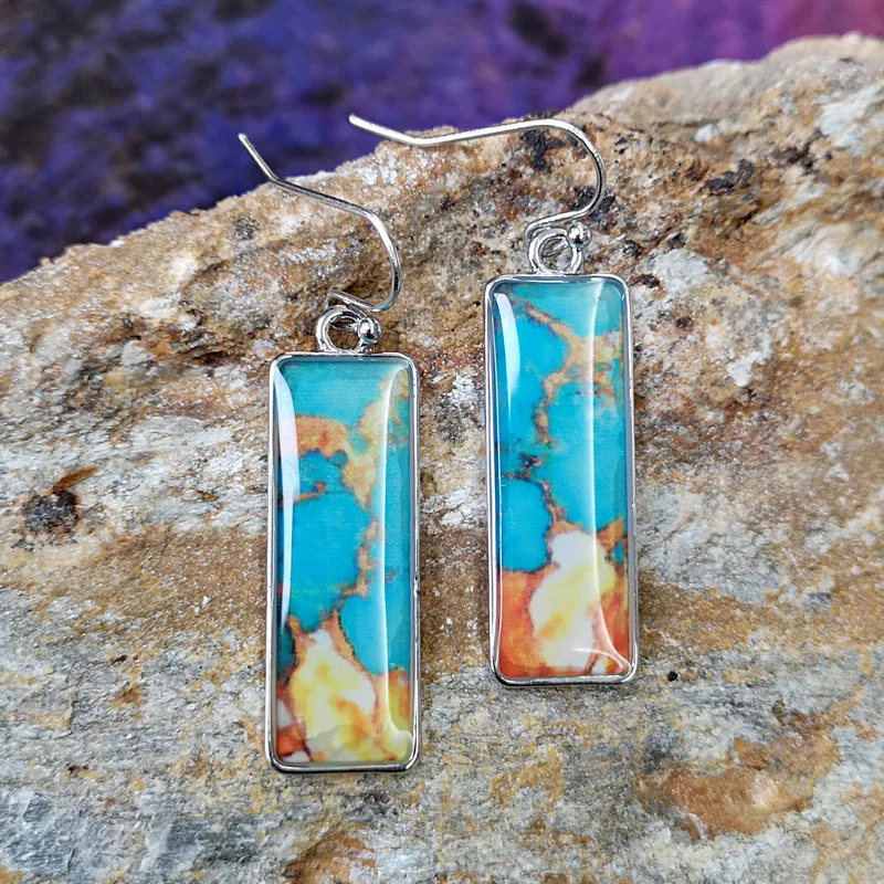

Vintage Ethnic Bohemian Earrings for Womens Jewelry Long Square Mix Color Resin Drop Earring Pendientes earrings for women