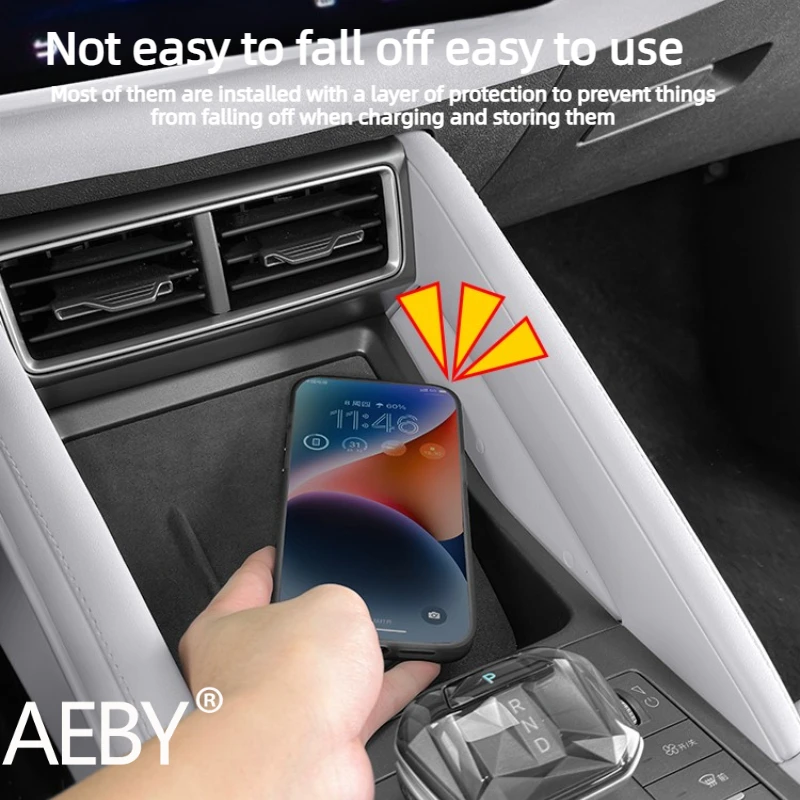Фото AEBY для BYD Atto 2 Smart Driving Edition 2024, боковые крышки беспроводного зарядного устройства, защита от пыли и утечек для центральной консоли №1