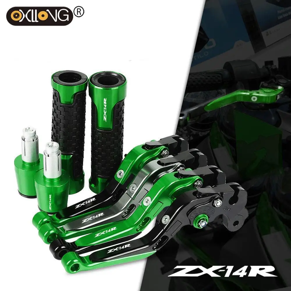 

ZX14R LOGO Brake Clutch Levers Handlebar Hand Grips ends For KAWASAKI ZX14R ZX-14R 2006 2007 2008 2009 2010 2011 2012-2016