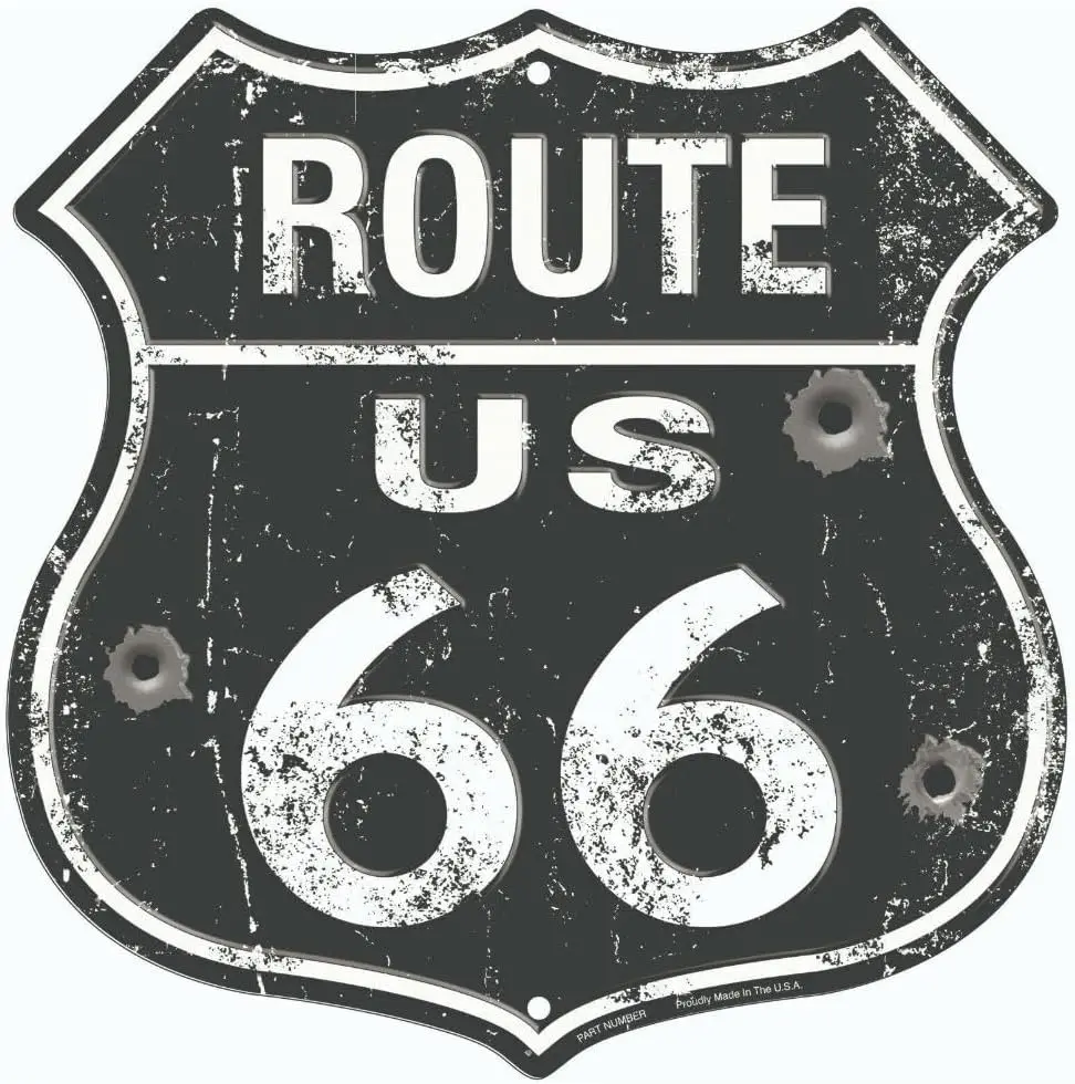 VANCOSTAR Route 66 щит черный с отверстиями для пуль потертый знак настенное искусство