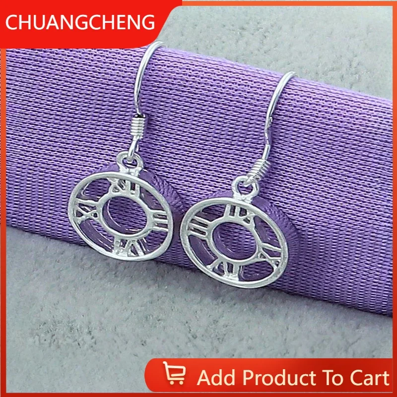 

CHUANGCHENG 925 Sterling Silver Circle Roman Numerals Stud Earrings for Women Wedding Party Gift Fashion Jewelry