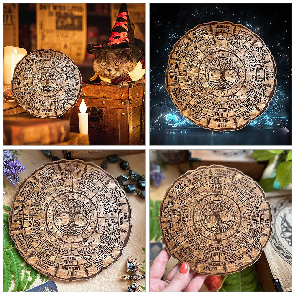 Деревянный календарь Викка хвой алтарь языческое колесо годовой постер