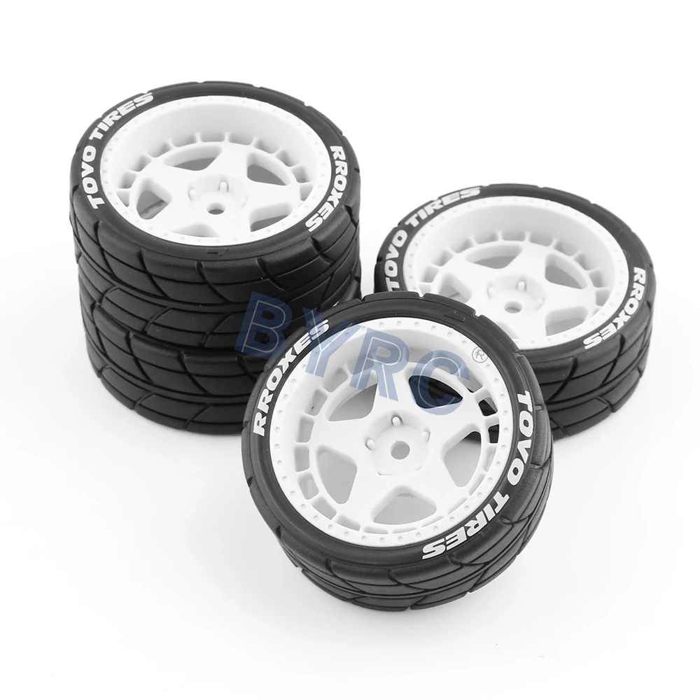 4 шт. резиновые шины для Tamiya TT01 TT01E TT02 TT02B XV01 TA06 PTG-2 1/10 аксессуары радиоуправляемых