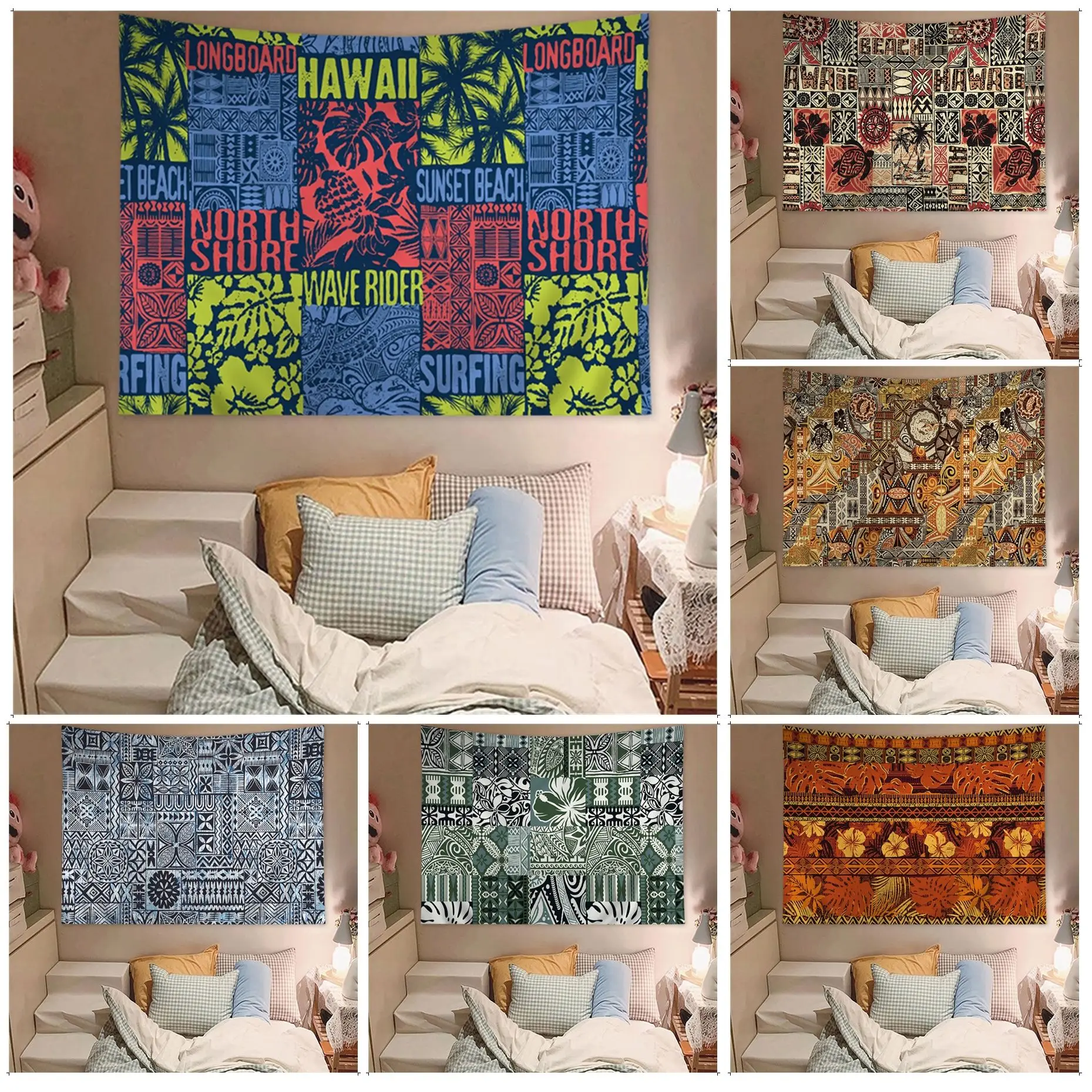 

Polynsian Hawaiian Style Tribal Tattoo DIY Wall Tapestry Bohemian Wall Tapestries Mandala Kawaii Room Decor