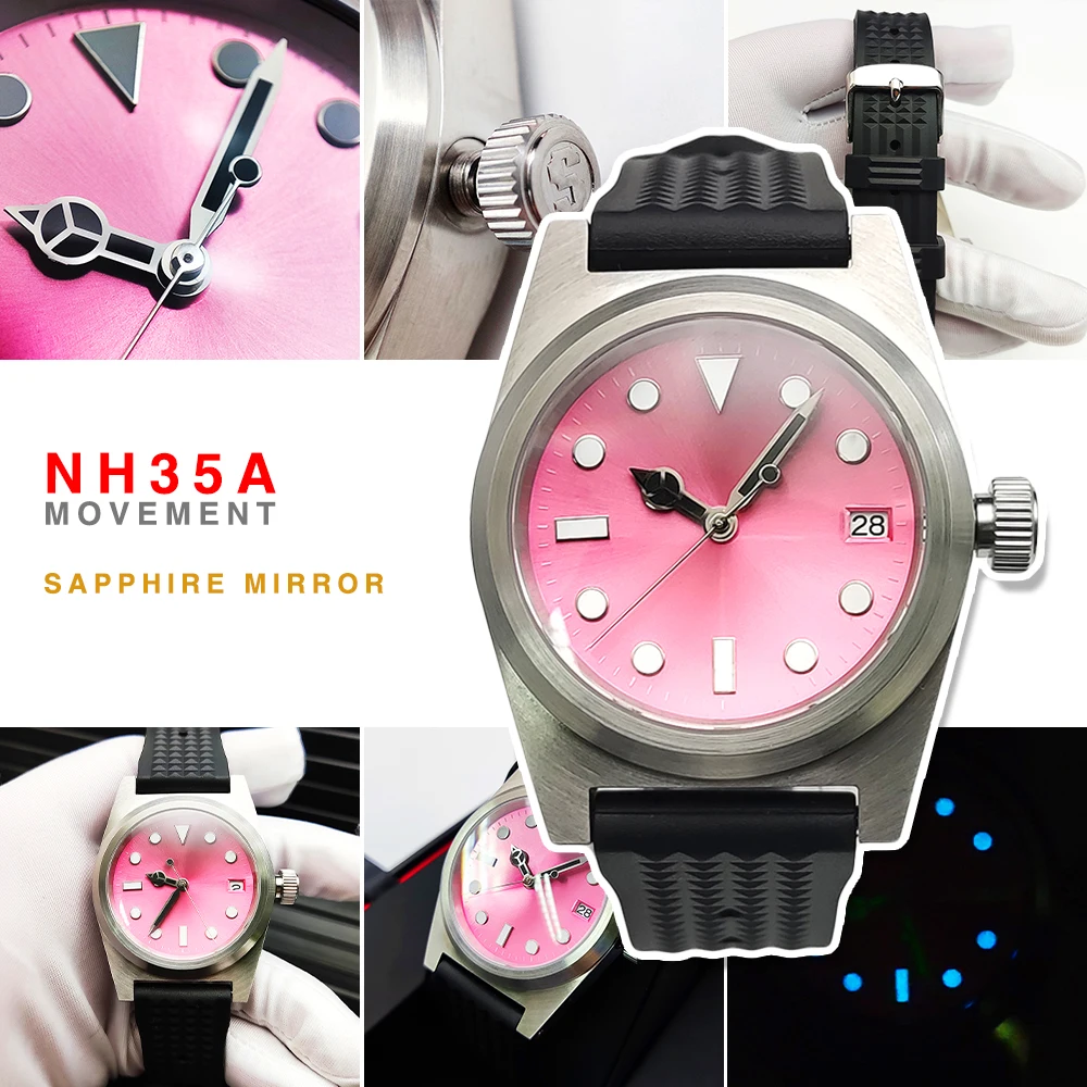 

Newest Men's Watch 38mm NH35A Automatic Mechanical Water Resistant 316L Brushed Stainless Steel Sapphire Luminous Diver's Watch