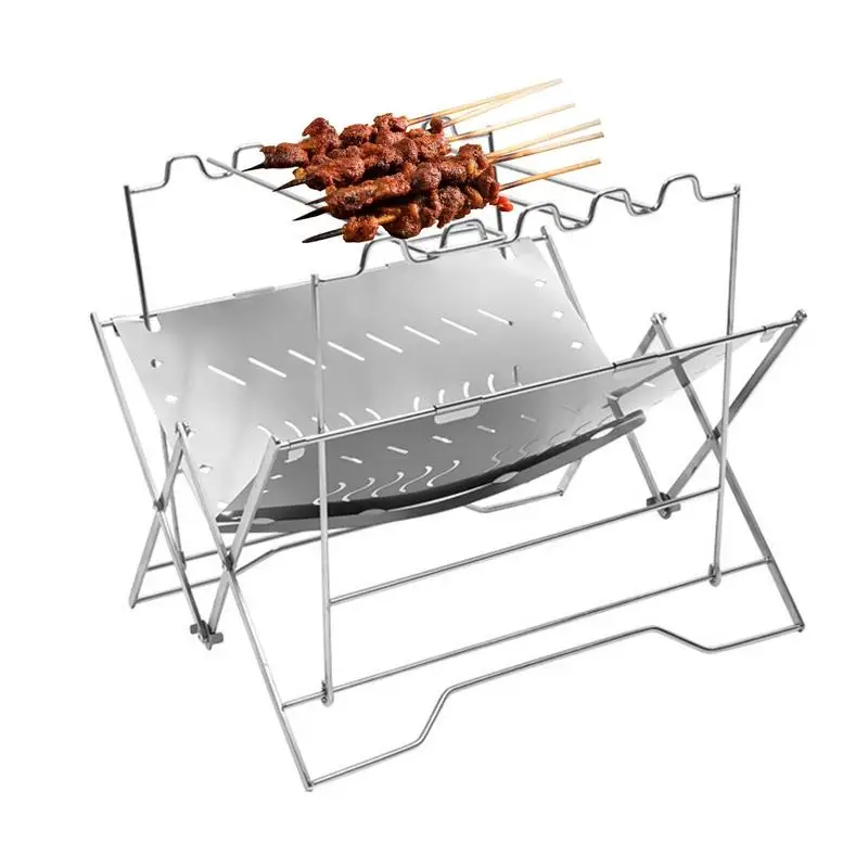 

Ultralight Outdoor Portable Stainless Steel BBQ Rack Wood Stove Burner Multifunctional Folding Barbecue Charcoal Campfire