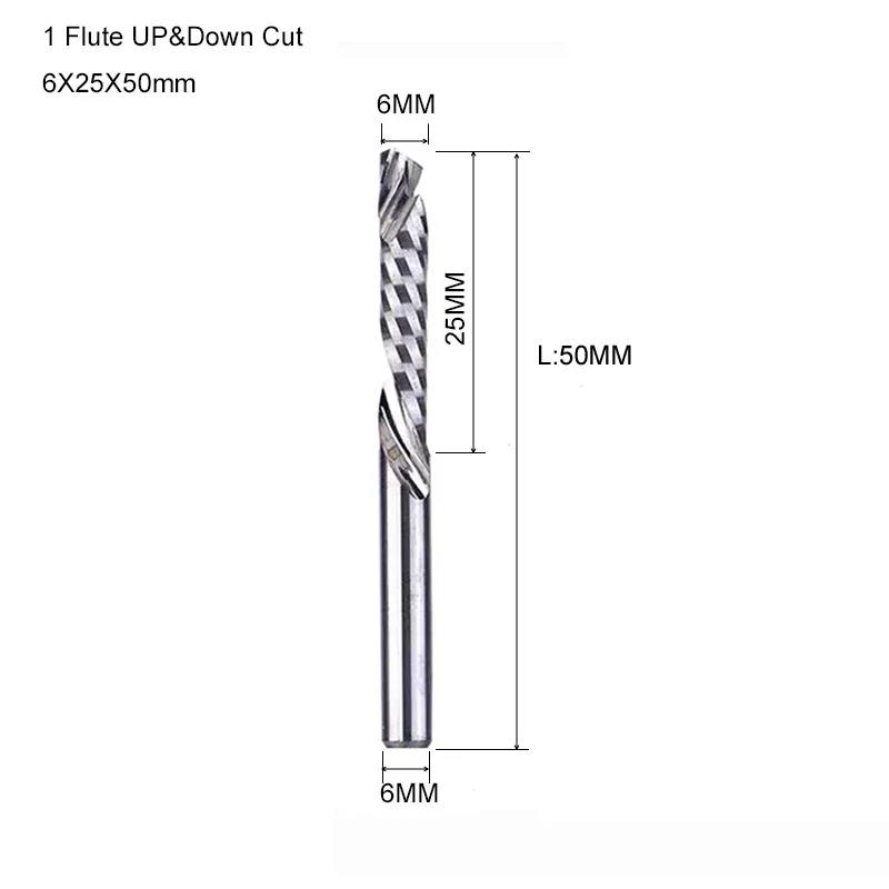 

1 шт. 3,175/4/6/8/10 мм 3A UP DOWN Составная однофлейтовая спиральная твердосплавная фреза, фрезы для компрессионной концевой фрезы по дереву