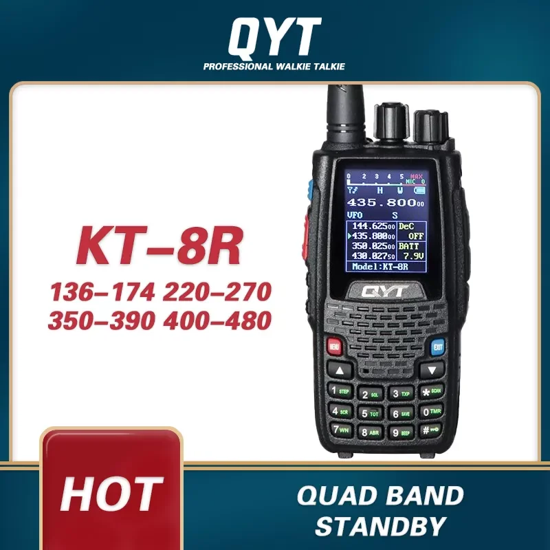 

Портативная рация QYT Quad 4 Band 220-270 350-390 KT-8R KT8R Walkie Talkie Intercom U/VHF двухстороннее CB Любительское радио FM приемопередатчик Palyer