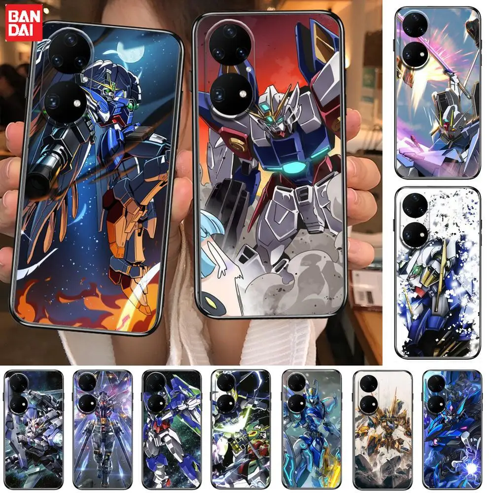 

Gundam Fighter Phone Case For Huawei p50 P40 p30 P20 10 9 8 Lite E Pro Plus Black Etui Coque Painting Hoesjes comic fas