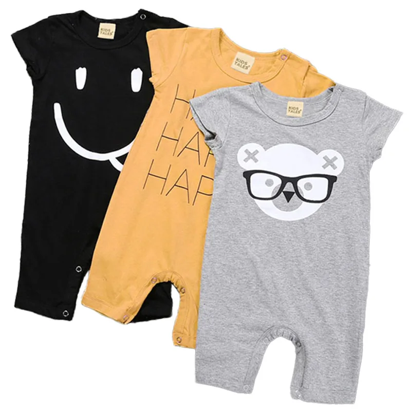 

Cute Infant Baby Romper Cartoon Letter Printed Short Sleeved Cotton Bodysuits Boys Girls Soft And Comfort Casual Summer Costume