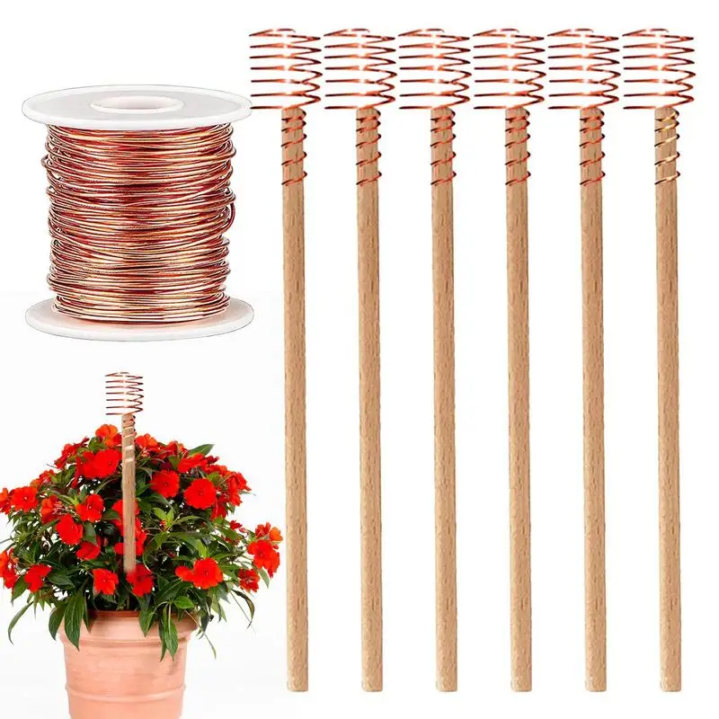 

Electroculture Copper Gardening Antenna Electro Culture Gardening Copper Coil Antennas 127 Feet Soft Copper Wire 6 Wooden Stake
