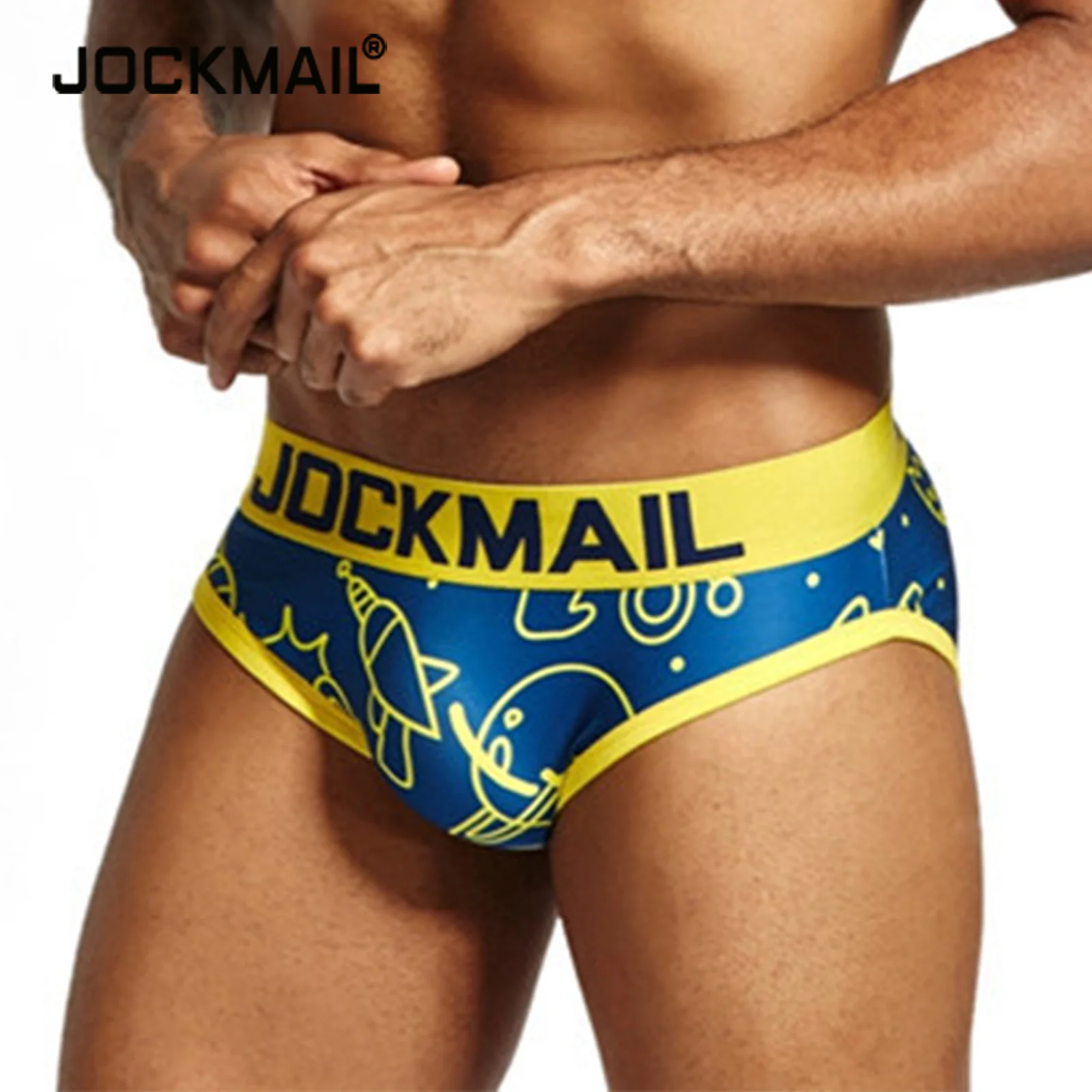 

Трусы-брифы Jockmail мужские с принтом, Брендовое модное пикантное нижнее белье, трусы из ледяного шелка, Трусы-слипы для геев, дизайнерские шорты с 21 узором