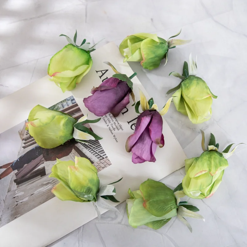

10pcs Rose Buds Artificial Silk Flower Heads Wedding Supplies Decor DIY Birthday Party Wreath Scrapbooking Craft Fake Flowers