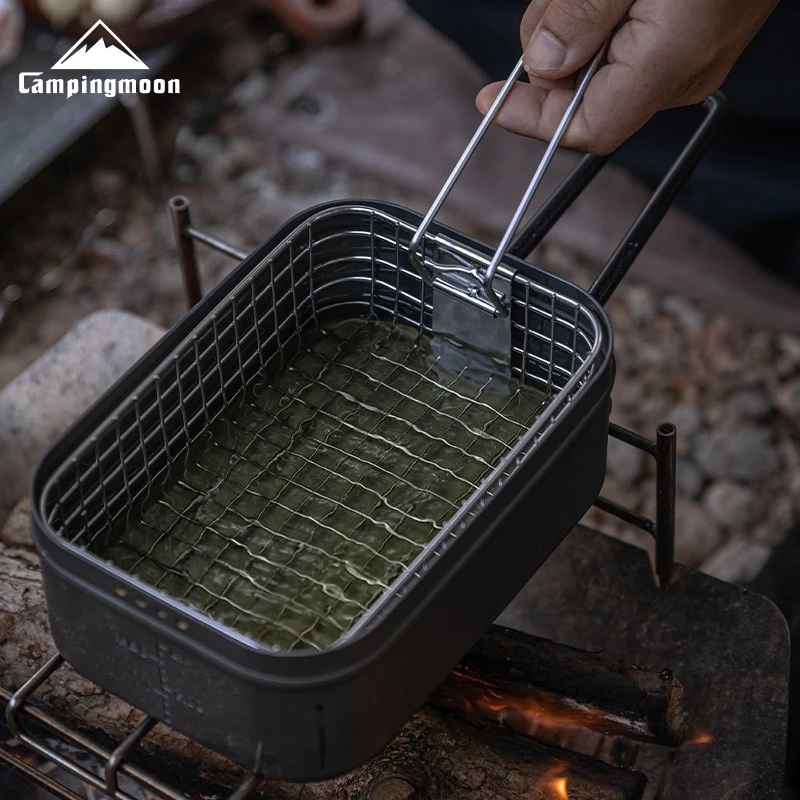 CAMPINGMOON S-1218 Складная сетка для жарки из нержавеющей стали кемпинга картофеля фри