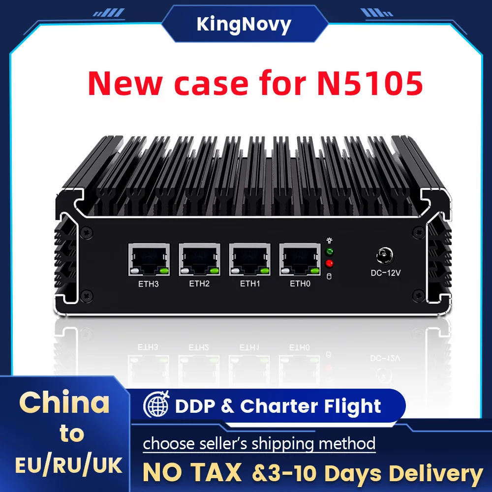 NEW Case Soft Router Celeron N5105 4*i225 Fanless Mini PC 2*DDR4 NVMe SSD 4 Intel 2.5G LAN pfSense OPNsense VPN Firewall Server