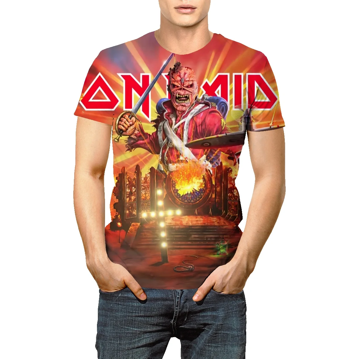 

Футболка Iron Maiden мужская с коротким рукавом, Свободный Топ для студентов, брендовая Удлиненная рубашка в американском ретро стиле, лето