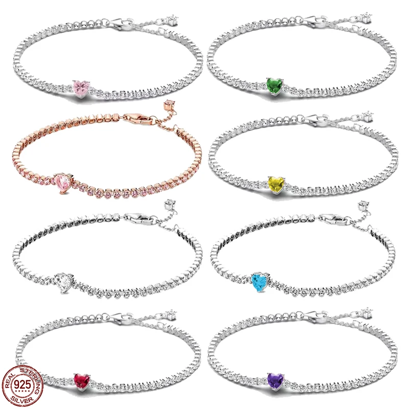 Женский браслет из серебра 925 пробы с фианитами