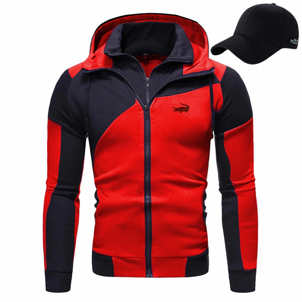 

New 2023 Autumn Winter Brand Print Casual Men Hoodies Sweatshirts Fashion Hoody Jackets Plus Fleece Cardigan Double Zipper Coat