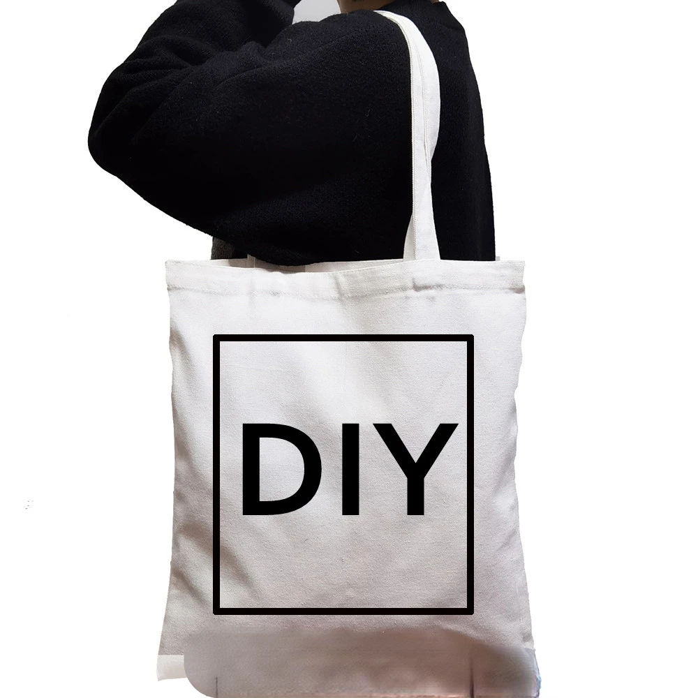 

Вместительная женская Холщовая Сумка-тоут для покупок на заказ, многоразовая женская сумка-тоут «сделай сам» с ярким рисунком и вашим логот...