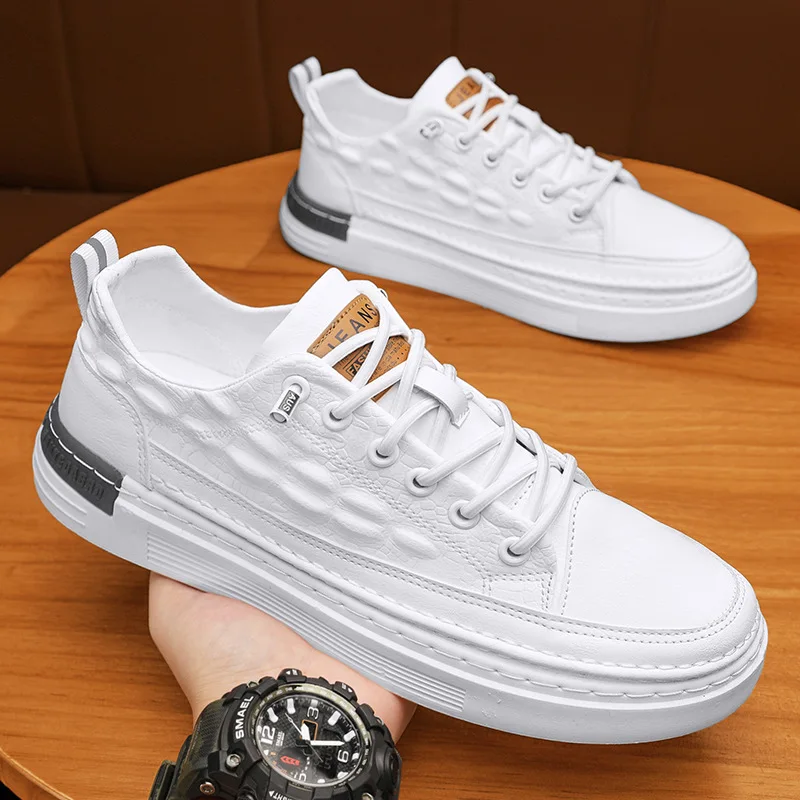 

Туфли мужские кожаные с принтом «Аллигатор», плоская подошва, скейтборд, модная повседневная Молодежная обувь, без застежки, лоферы, весна-о...