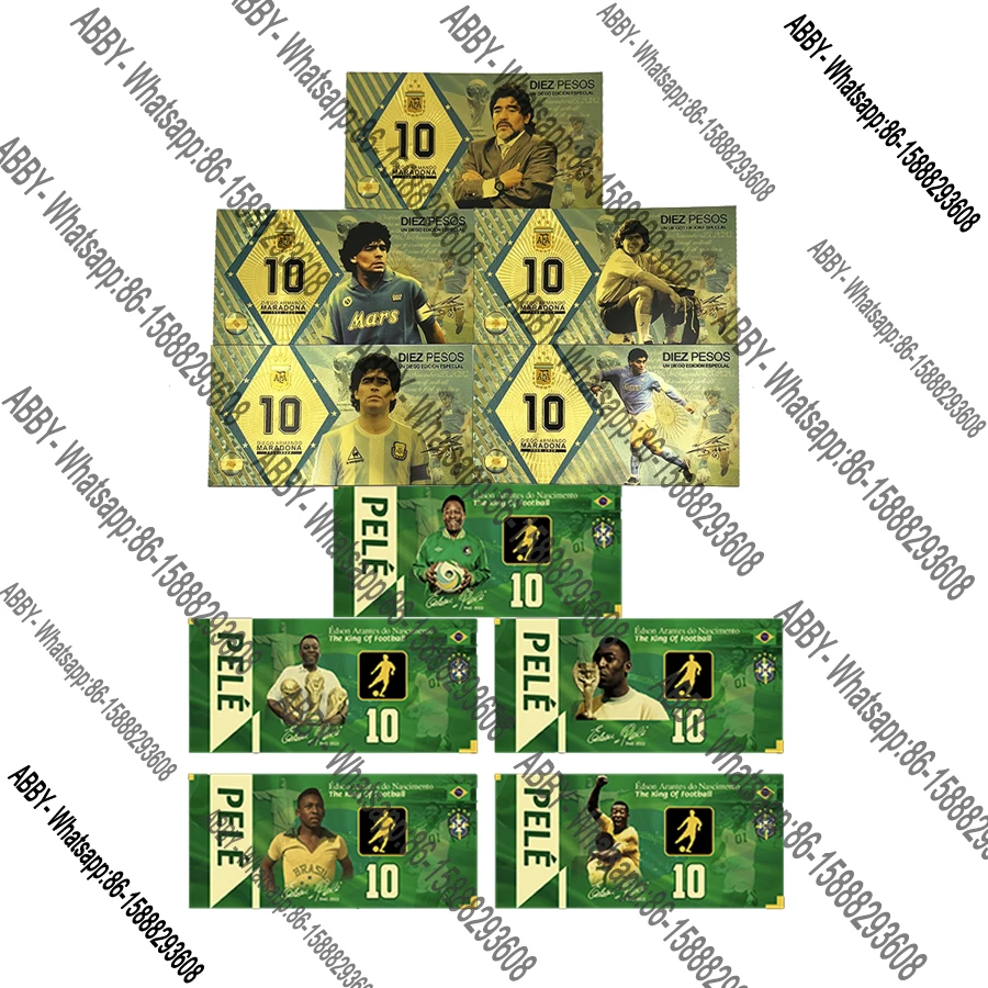 

New arrival Footballist gold foil plastic banknote Football star golden card Soccer player souvenir gift for fans