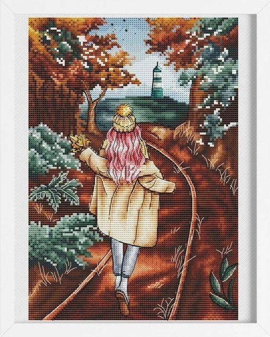 

14/16/18/27/28 высококачественный красивый Счетный Набор для вышивки крестиком девушка-я люблю осень 29-37