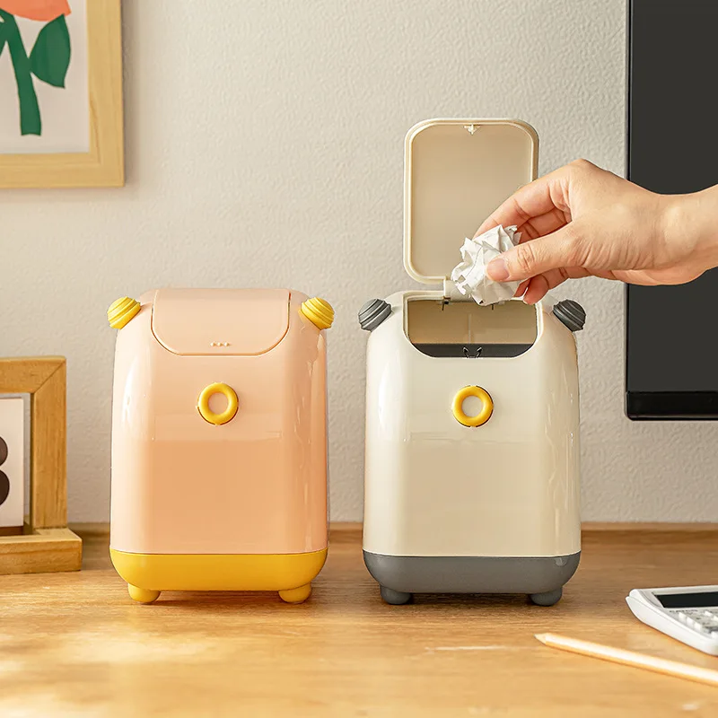 Мини-настольный Мусорный Бак Пресс-тип Бытовой Стиль Милая Корзина Для Бумаги