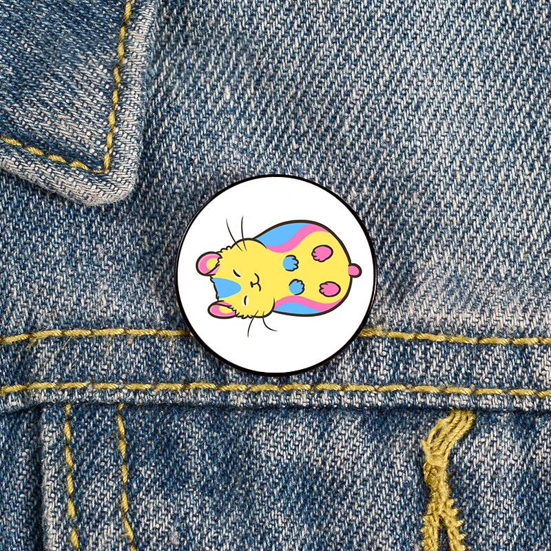 

Pride Hamster pansexual Pin Custom Brooches Shirt Lapel teacher tote Bag backpacks Badge Cartoon gift brooches pins for women