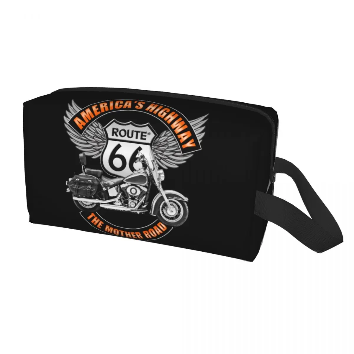 

Custom Americas Highway Route 66 Travel Cosmetic Bag Women USA Highway Toiletry Makeup Organizer Lady Beauty Storage Dopp Kit