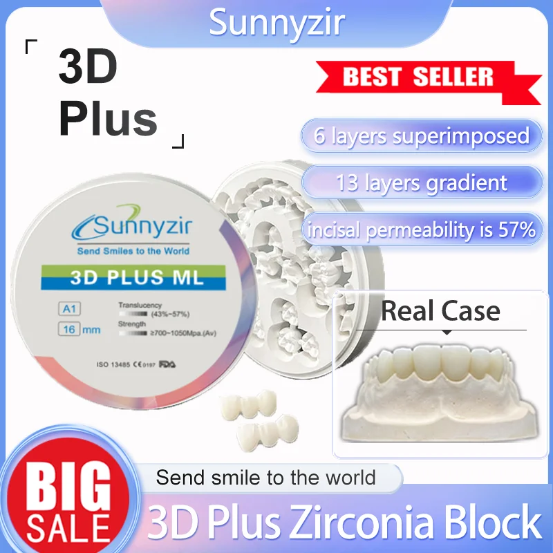 Sunnyzir Dental Block Dentale Aconia Multilayer 3D Pro Zirconia for Lab Disc Alumina for Cad Cam Zirconia Machinery  Materials