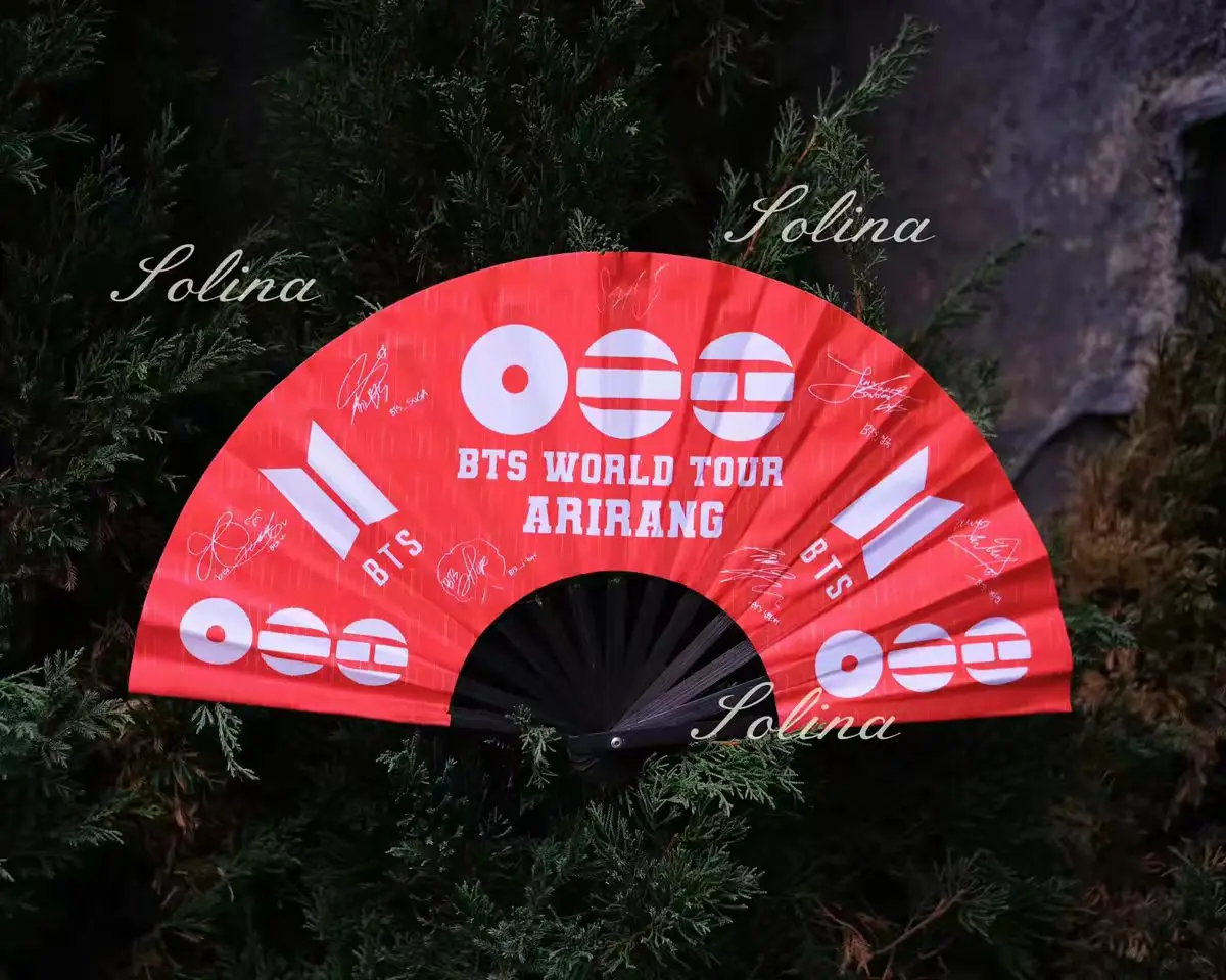 Фото Складной веер BTS World Tour Arirang, 30*15 см, 11,8 дюйма, с двусторонней печатью, коллекционный, подарок для фанатов №5
