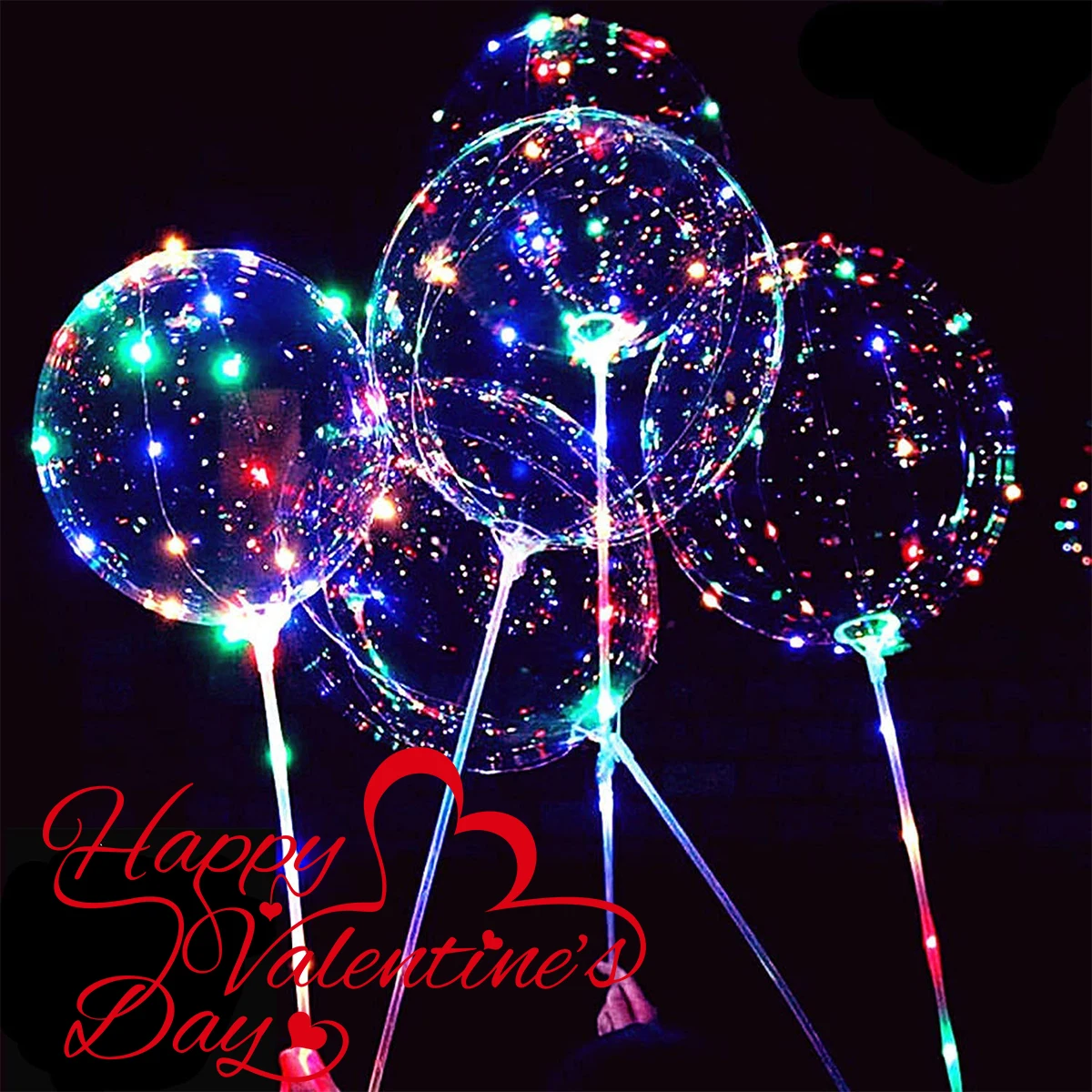 10/20 Pcs LED Bobo Balloons Handle Luminous Transparent Helium Ballons with String Lights Party Birthday Wedding Festival Decor